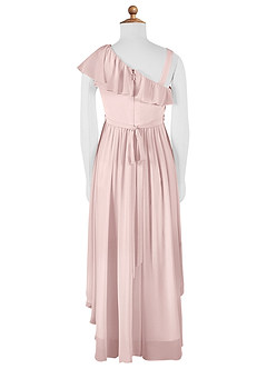 Azazie Mango Junior Blushing Pink A-Line Ruched Chiffon Dress image7