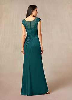 Azazie Oliniana Mother of the Bride Dresses Peacock Mermaid Lace Mesh Dress image3