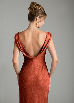 Azazie Kieryn Bridesmaid Dresses Auburn Mermaid Pleated Floral Burnout Dress image2