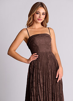 Azazie Mariana 신부 들러리 드레스 A라인 스트랩리스 플로럴 번아웃 바닥 길이 드레스 image2