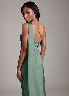 Azazie Galinda Suknie dla druhen Syrena Jedno ramię Satyna elastyczna Do ziemi Sukienka image2