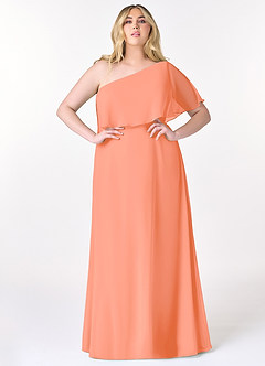 Azazie Lizzy Vestidos de damas de honor Vestido de Atardecer de Gasa de Corte en A con Hombro unilateral image8