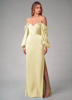 Azazie Sonata Final Sale Dusty Sage Sheath Long Sleeve Stretch Satin Convertible Dress image7