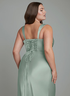 Azazie Agustina Brautjungfernkleider Meerjungfrau-Linie Korsett Stretch-Satin Kleid Agave image13