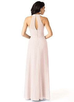 Azazie Danica Bridesmaid Dresses Rose Petal A-Line Pleated Chiffon Dress image2