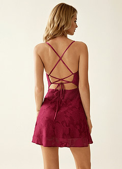 Nevieve Merlot Jacquard Open Back Mini Dress image6
