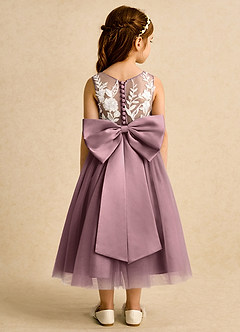 Azazie Sundae Robe Demoiselle D'honneur Fillette Robe Princesse en Dentelle Mauve Vintage image2