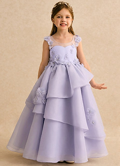 Azazie Mimie Flower Girl Dresses Lavender Ball-Gown Sweetheart Neckline Organza Dress image4