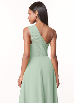 Azazie Ashley Bridesmaid Dresses Agave A-Line Ruched Chiffon Dress image3