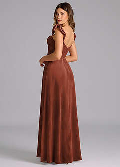 Azazie Denisse Bridesmaid Dresses Terracotta A-Line Ruched Velvet Dress image6