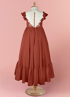 Barbie ♥ Azazie vestidos de niña de las flores Vestido de Terracota de Satén Elástico de Corte En A con Encaje image8