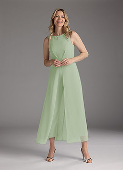 Azazie Anitta Mother of the Bride Dresses Dusty Sage Jumpsuit/Pantsuit Pleated Stretch Crepe Dress image3