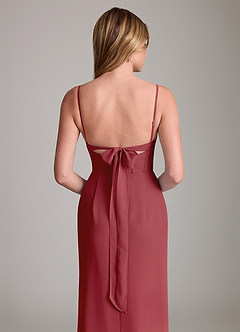 Azazie Mai Bridesmaid Dresses Pomegranate Sheath Pleated Chiffon Dress image6