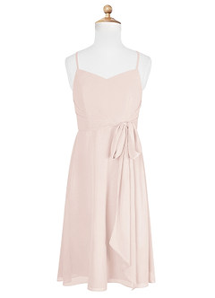 Azazie Doll Junior Rose Petal A-Line Bow Chiffon Dress image5