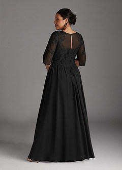 Azazie Mirielle vestidos de madre de la novia Vestido de Negro de Gasa de Corte En A con Encaje Scoop image8