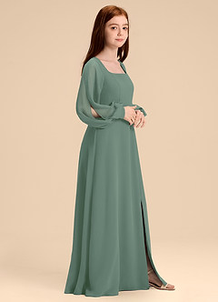Azazie Bondi Junior Eucalyptus A-Line Blouson Chiffon Dress image3