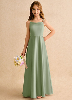 Azazie Joella Girls Formal Flower Girl Klänningar Klä A-Line i Stretch Satin Plisserad image3