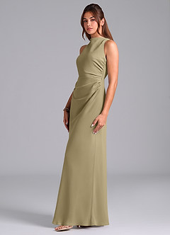 Azazie Evadne Bridesmaid Dresses Moss Green A-Line Pleated Chiffon Dress image5