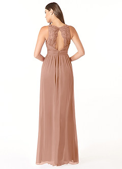 Azazie Luz Bridesmaid Dresses Champagne Rose A-Line Lace Chiffon Dress image2