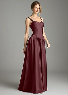 Azazie Evadina Vestidos de damas de honor Vestido de Sangrado de Satén Elástico de Corte en A con Corsé image4