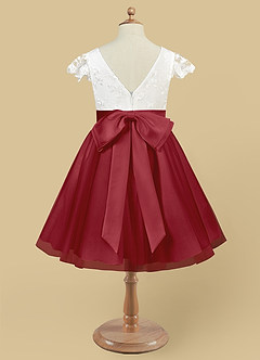 Azazie Vetty Flower Girl Dresses Ivory Pomegranate A-Line Lace Tulle Dress image10