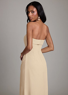 Azazie Aretha 신부 들러리 드레스 A라인 스트랩리스 쉬폰 바닥 길이 드레스 image4