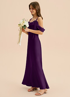 Azazie Bellalina Junior Syrena Pofałdowany Satyna elastyczna Długość podłogi Młodsza druhna Sukienka image3