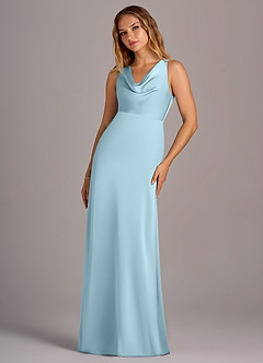 Azazie Wrenlee Bridesmaid Dresses Sky Blue A-Line Stretch Satin Dress image5