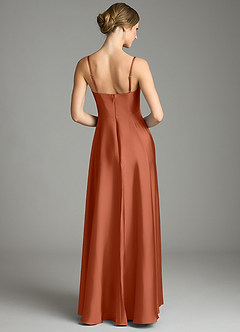 Azazie Elle Bridesmaid Dresses Cedar Rose A-Line Pleated Stretch Satin Dress image5