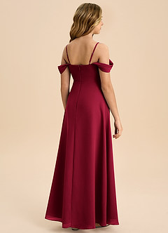 Azazie Anselie Junior Burgundy A-Line Off the Shoulder Chiffon Dress image2