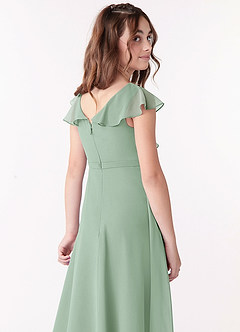 Azazie Posie Junior Agave A-Line Ruched Chiffon Dress image5