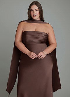 Azazie Saylor Vestidos de damas de honor Vestido Ganache de Satén Elástico de Corte Sirena con Palabra de honor image18
