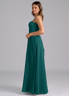 Azazie Valentine Bridesmaid Dresses Peacock A-Line Corset Chiffon Dress image4