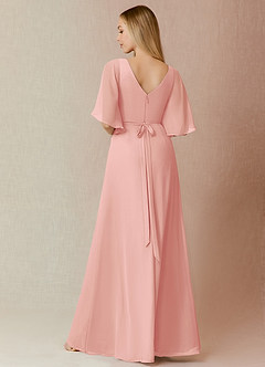 Azazie Cierra Bridesmaid Dresses Rosette A-Line V-Neck Chiffon Dress image2