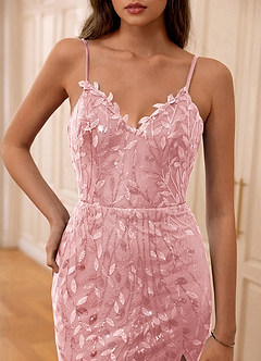 Glazia Blushing Pink Floral Sequined Embroidery Mermaid Prom Dress image4