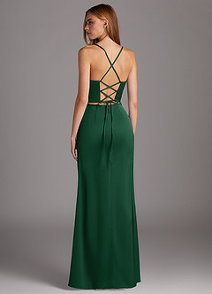Azazie Brookelle Bridesmaid Dresses Dark Green Sheath Sweetheart Corset Stretch Satin Dress image3