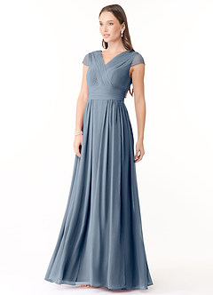 Azazie Organa Brautjungfernkleider A-Linie Plissee Chiffon Kleid Zwielichtviolett image3