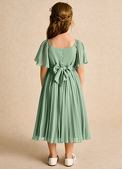 Azazie Gisele Abiti da Ragazza di Fiori Abito A-Line in Chiffon Plissettato Matcha image6