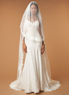 front Alex Lace Chapel Length Veil With Blusher