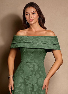 Azazie New Britain Mother of the Bride Dresses Eucalyptus A-Line Pleated Floral Burnout Dress image5