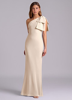 Azazie Yuanna 신부 들러리 드레스 인어 한쪽 어깨 쉬폰 바닥 길이 드레스 image5