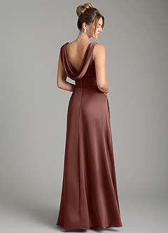 Azazie Karina Bridesmaid Dresses Espresso A-Line Pleated Stretch Satin Dress image5