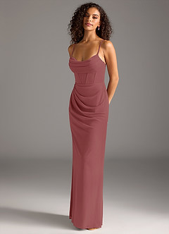 Azazie Mai Bridesmaid Dresses Amethyst Sheath Pleated Mesh Dress image1