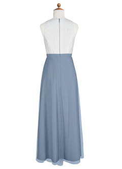 Azazie Albertine Junior Dusty Blue A-Line Lace Chiffon Dress image8