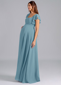 Azazie Bondi vestidos de dama de honor de maternidad Vestido de Corte En A Volante Hasta el suelo Gasa image4