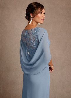 Azazie Forums Mother of the Bride Dresses Dusty Blue A-Line Lace Dress image5