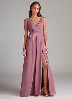 Azazie Tanicia Brautjungfernkleider A-Linie Plissee Chiffon Kleid Vintage Mauve image4