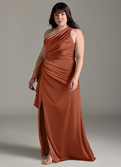 Azazie Maive Bridesmaid Dresses Cedar Rose Sheath Ruched Stretch Satin Dress image9