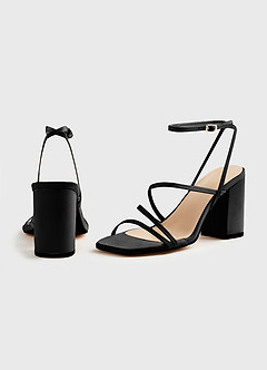 front Matchande färg matt satin ankelrem Block häl sandaler