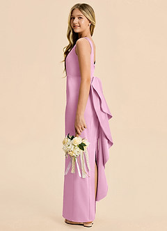 Azazie Emi Junior Candy Pink Sheath Bow Stretch Satin Dress image3